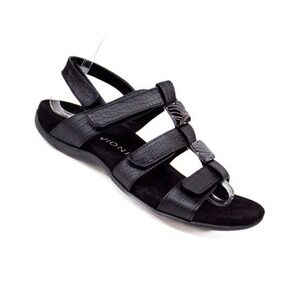Vionic Amber Black Leather Sandals Women's Size 8 US- Casual Chic, Comfort Shoes
